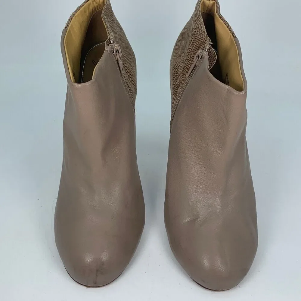 Badgley Mischka‎ Womens 10 Zip Ankle Boots Booties Boho Stiletto Pin Up Leather